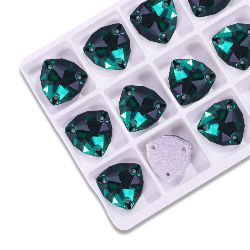 Triángulo gordo plano taladro de costura de mano triángulo gordo de vidrio de botón plano accesorios joyería DIY accesorios de ropa taladro