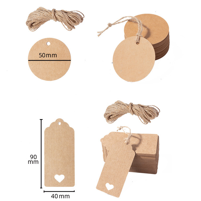 Kraft paper tag spot blank round paper card creative heart-shaped hanging decorative card gift tag price tag Kraft paper tag spot blank round paper card creative heart-shaped hanging decorative card gift tag price tag