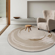 圆形客厅地毯高级感中式加厚沙发茶几毯卧室床边仿羊绒地垫