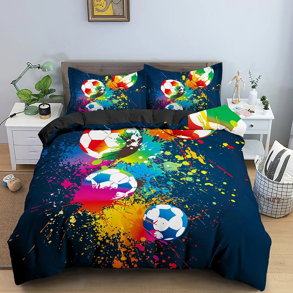 Cartoon Pattern Bedding Set - A Gift For Football Enthusiasts_voghion.com