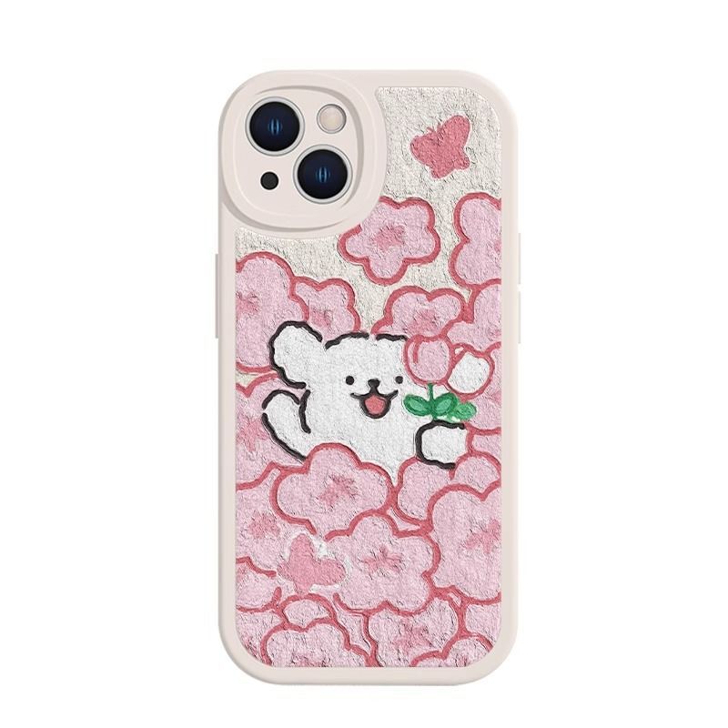 线条小狗适用苹果16promax可爱15/14plus小羊皮13/12新款11软壳xr|undefined