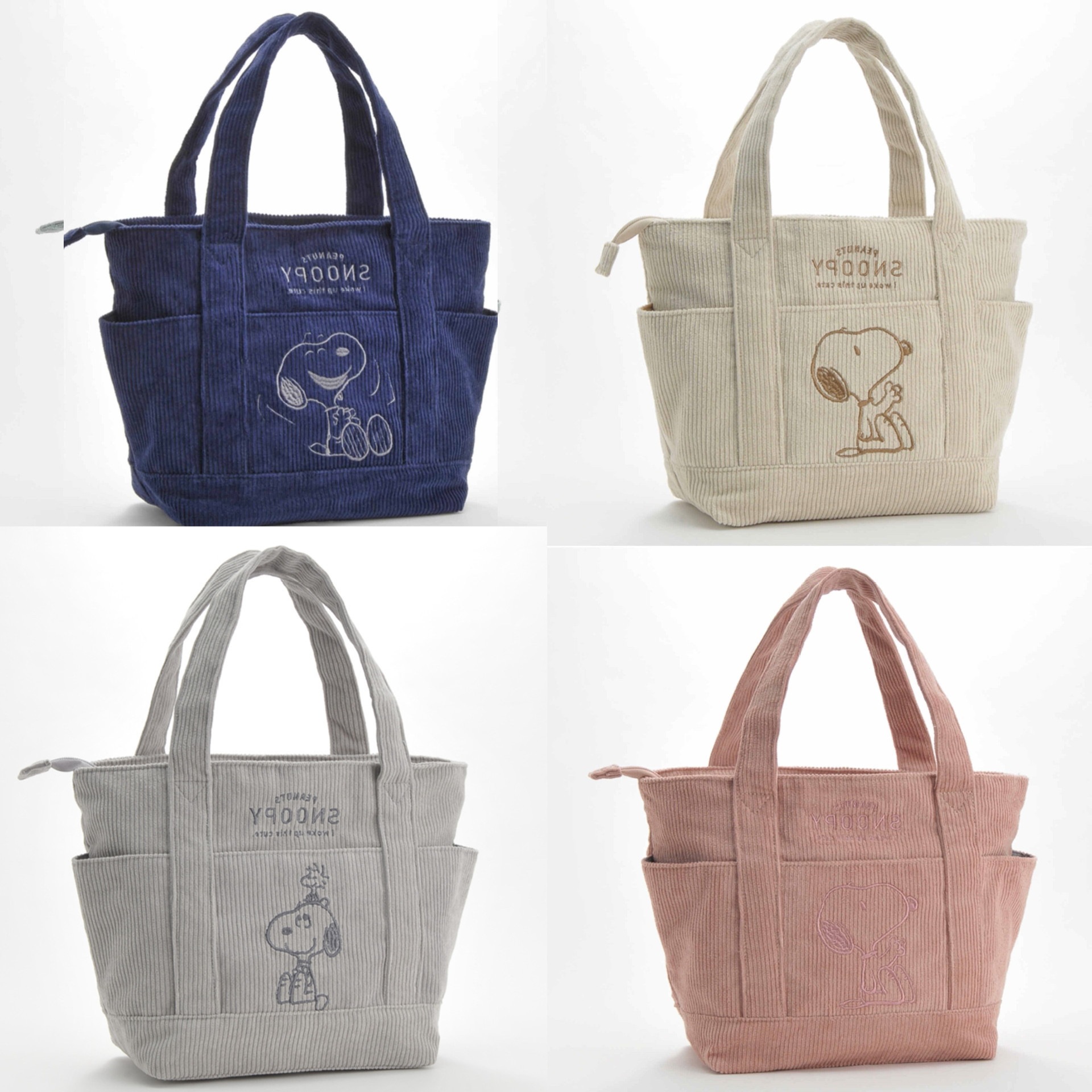 现货日系秋冬款可爱史卢比灯芯绒托特包休闲百搭学生大容量手提包