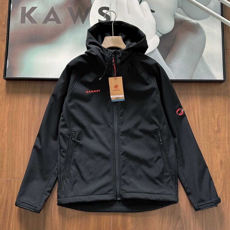 25 New Mammoth Elephant Red Label Soft Shell Men and Women Couple Hooded Windproof and Water Repellent Jacket Jacket