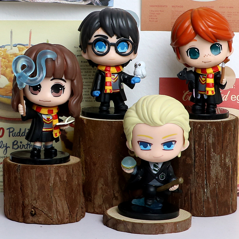 Nuevos 6 adornos de mano de Harry Potter Harry Hermione Ron Car Cake Decoration Caja ciega Gacha Doll