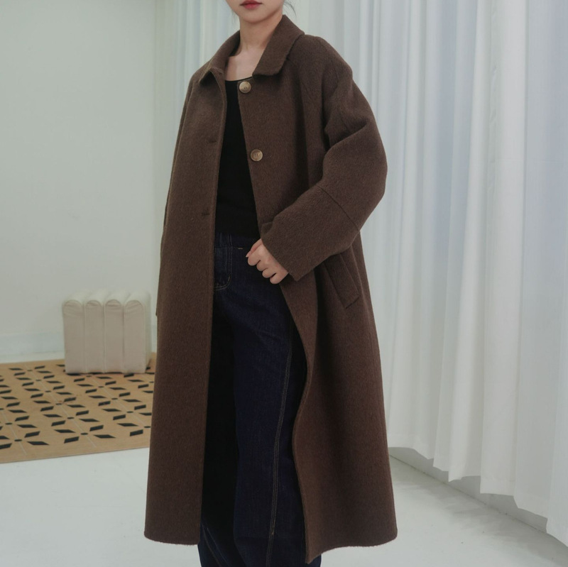 Camel velvet coat small lapel single-breasted double-sided cashmere coat women's 24 autumn and winter warm wool tweed coat Camel velvet coat small lapel single-breasted double-sided cashmere coat women's 24 autumn and winter warm wool tweed coat
