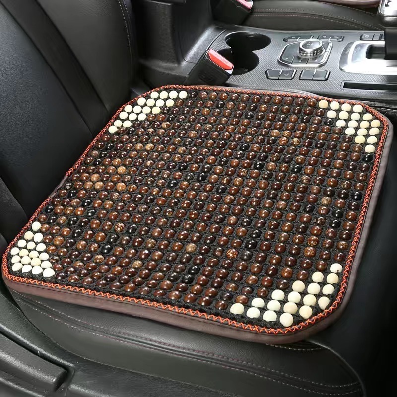 Summer car seat cushion, cooling pad, breathable and ventilated seat cushion with wooden beads, single-piece summer cooling mat, universal car seat pad