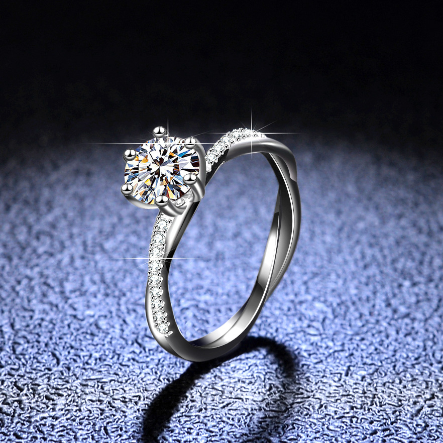 26g Weight Moissanite Inlay Material Rings Classification 1 Piece Quantity 925 Sterling Silver Moissanite Solid Color Rings