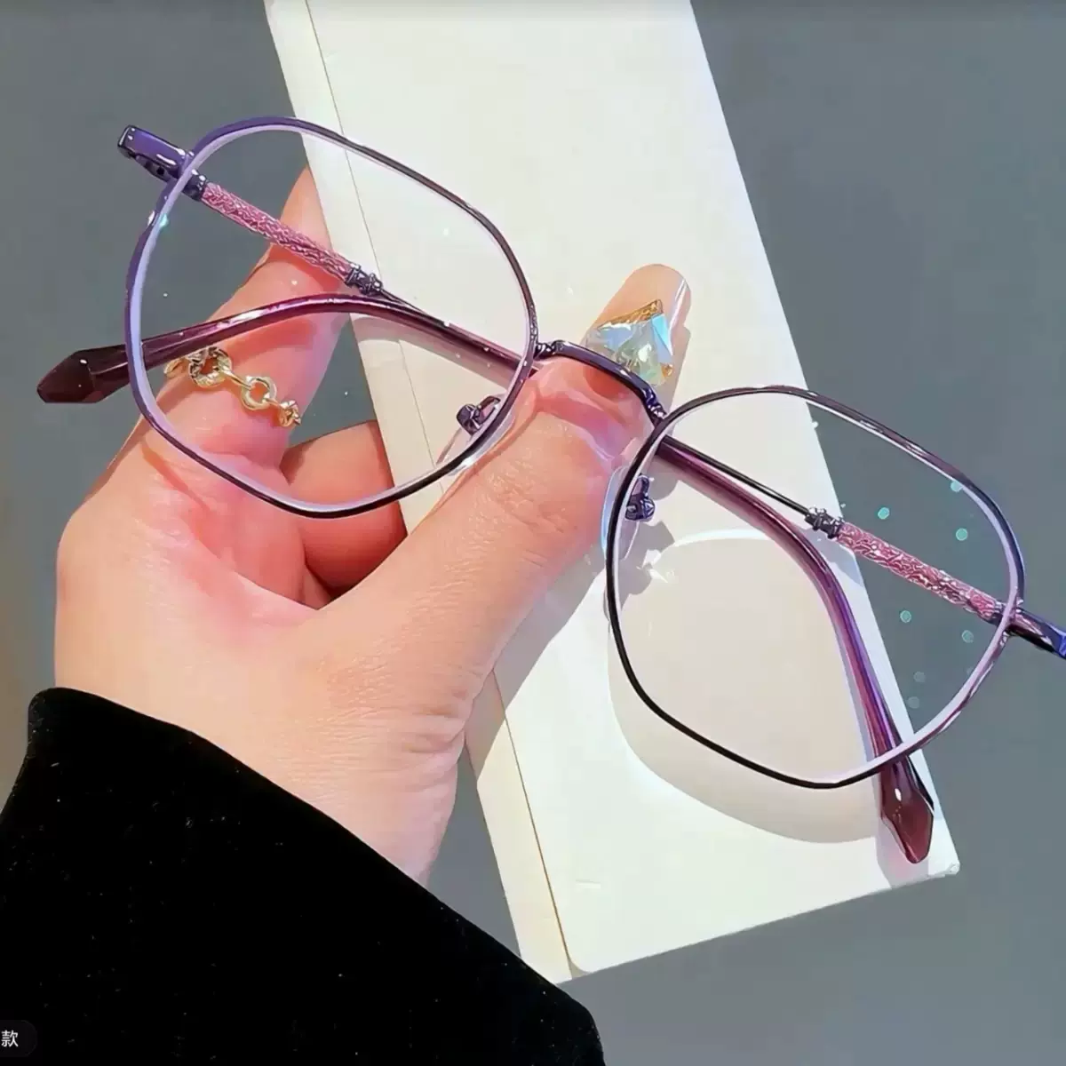 跨境新款防蓝光老花镜女气质减龄时尚闪粉老花眼镜素颜眼镜框批发