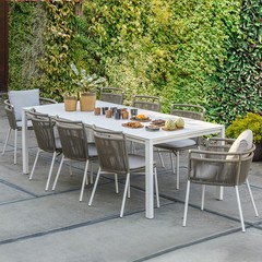 室外庭院陽台戶外沙發茶几北歐休閒繩編鋁合金岩板沙發茶几防水防