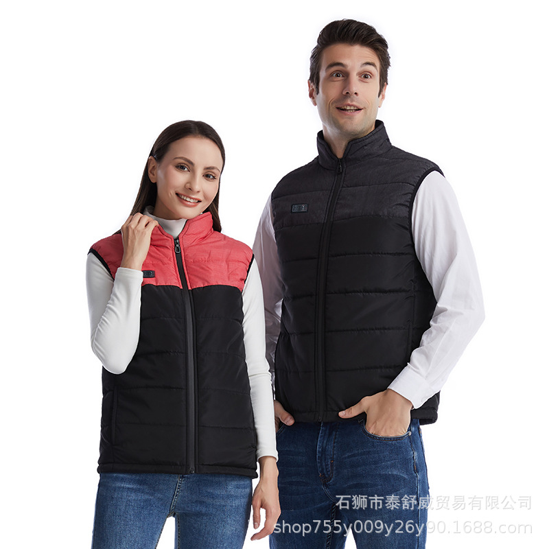 Nuevo chaleco de calentamiento inteligente a juego de color para otoño e invierno, chaleco de calentamiento térmico de carga de temperatura constante para hombres y mujeres de cuatro zonas de control dual