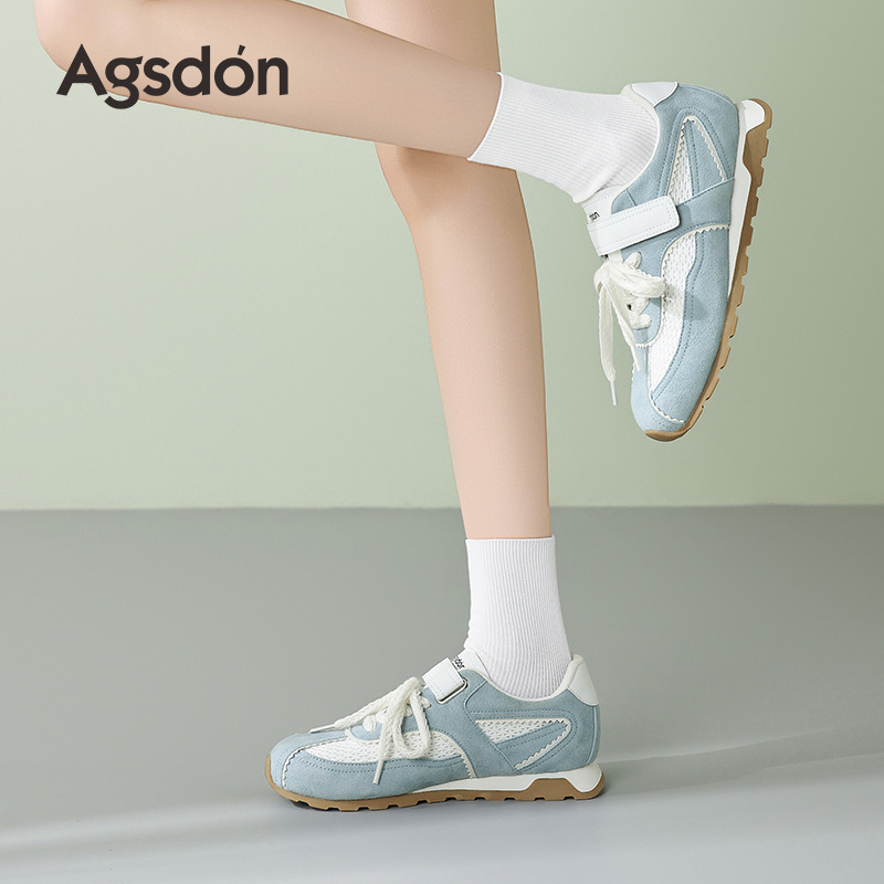 Augu Lion Blue Zapatos de entrenamiento para mujeres 2025 otoño nuevo estilo de ballet de suela gruesa Gump zapatos de skate casuales