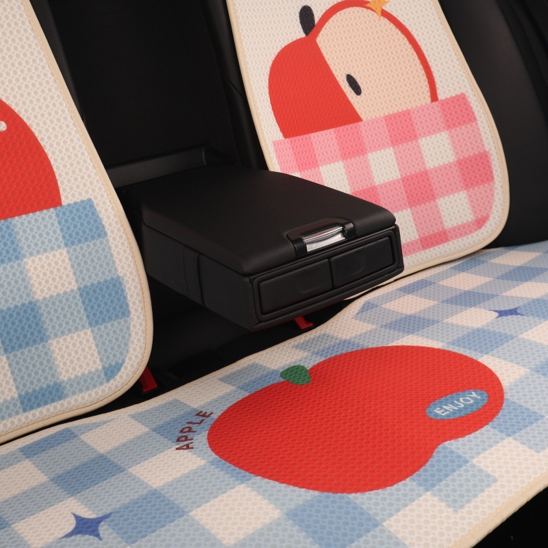 Car Seat Cushion Cartoon Design for Women, Half-Cover Seat Cover Suitable for All Seasons, Car Seat Cover, Summer Ice Silk