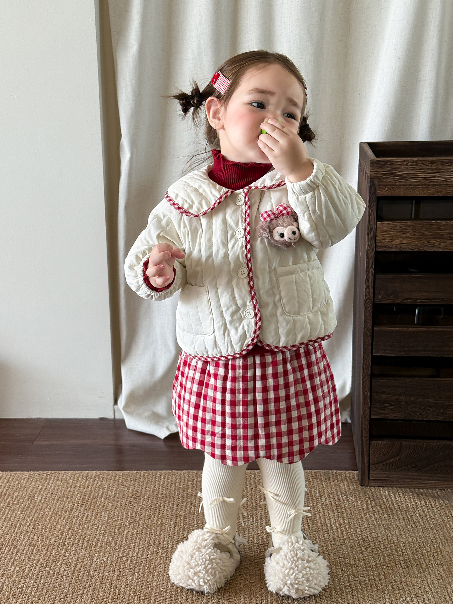 Sugar Pear ropa infantil ropa de algodón de niñas otoño y invierno 2025 nuevo estilo extranjero super hermoso ropa de algodón infantil de un año de ropa de bebé