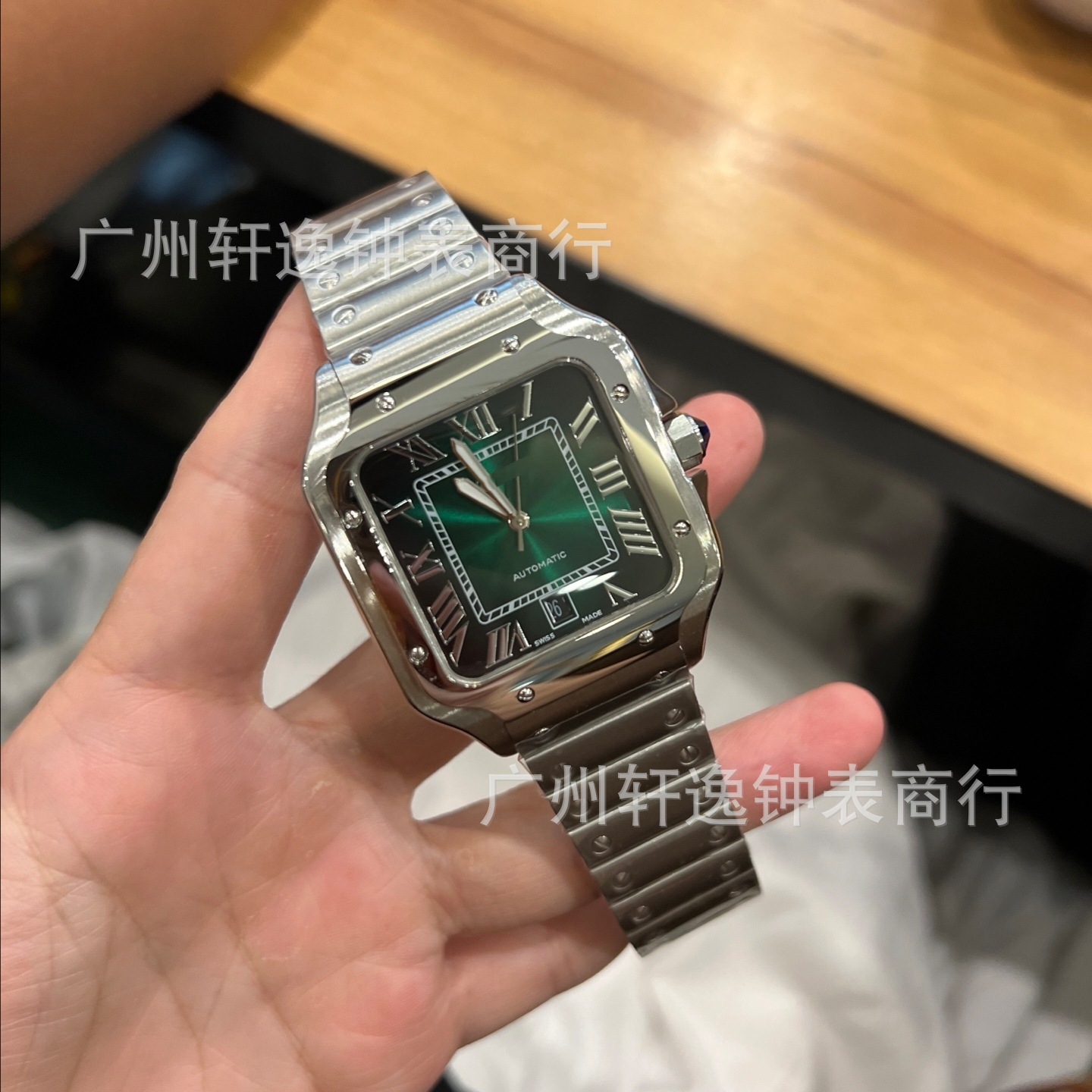 微商爆款卡家AF山度士全自动机械手表鱼眼防水坦克山度士女表代发