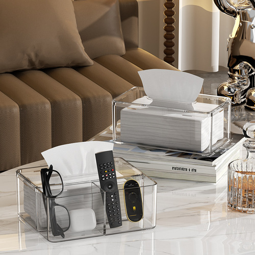 Desktop transparent tissue box facial tissue restaurant napkin storage box Nordic simple home living room paper box push