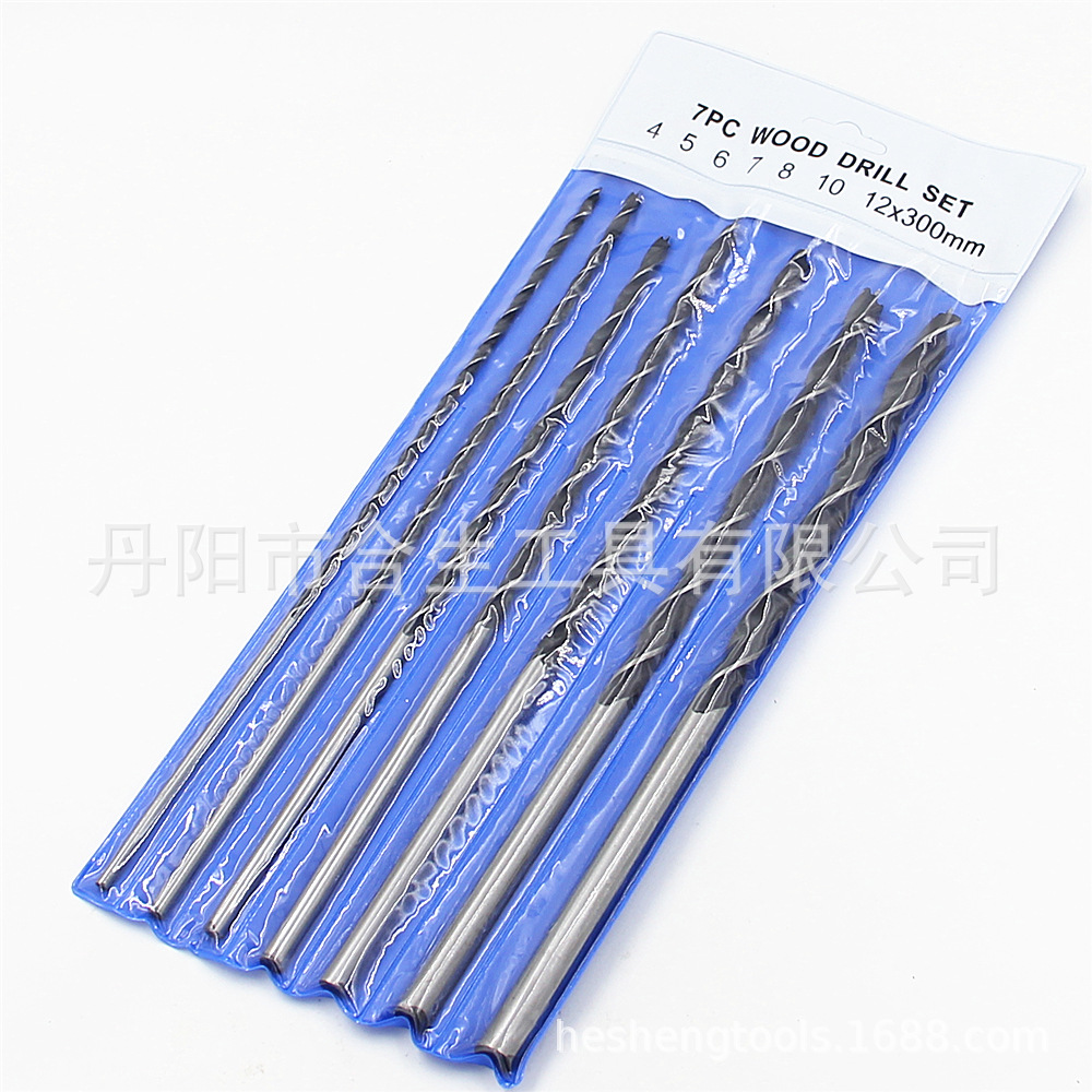 厂价批发7支300mm加长三尖木工钻挂袋装4-12mm定心木工开孔器套装