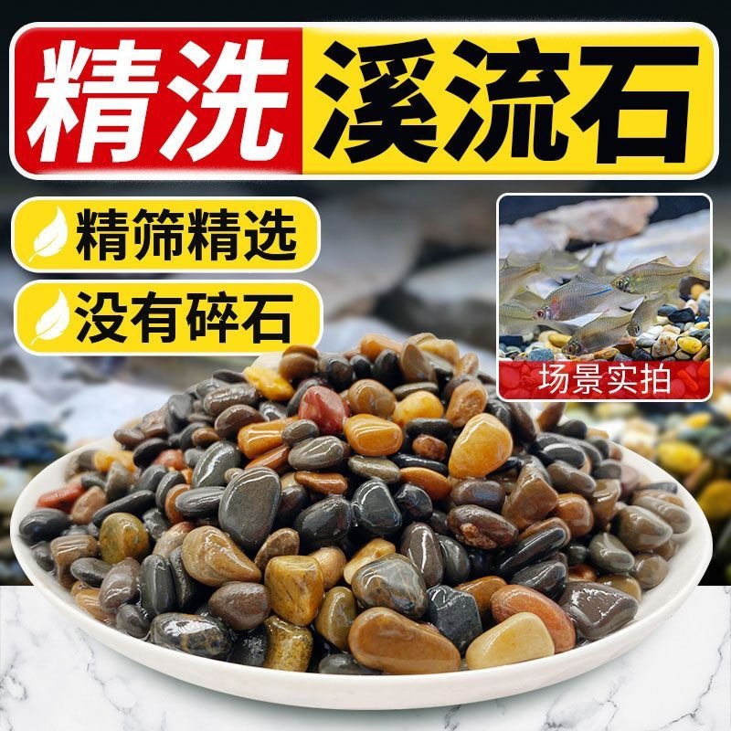 鱼缸底砂溪流石造景石鹅卵石造景底部砂石龟缸石头铺底免洗鹅卵石