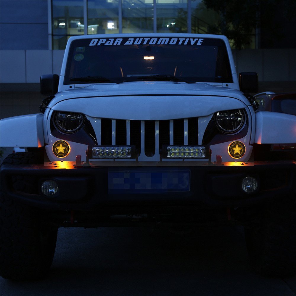 Suitable for 07-18 Car Wrangler Accessories Jk Off-Road Vehicle Modification with Five-Pointed Star Blackened Turn Signal Lights