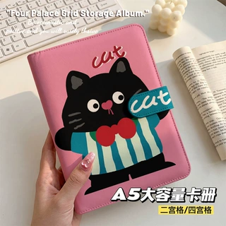搞怪猫咪A5活页相册本小卡收纳册软皮6孔可替换芯ins风纪念册追星