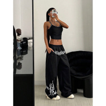 嘻哈街舞爵士舞休闲裤女跨境外贸宽松百搭复古潮牌抽绳运动长裤子