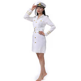 万圣节服装舞台表演服红色空姐制服成人女军官制服聚会表演衣服
