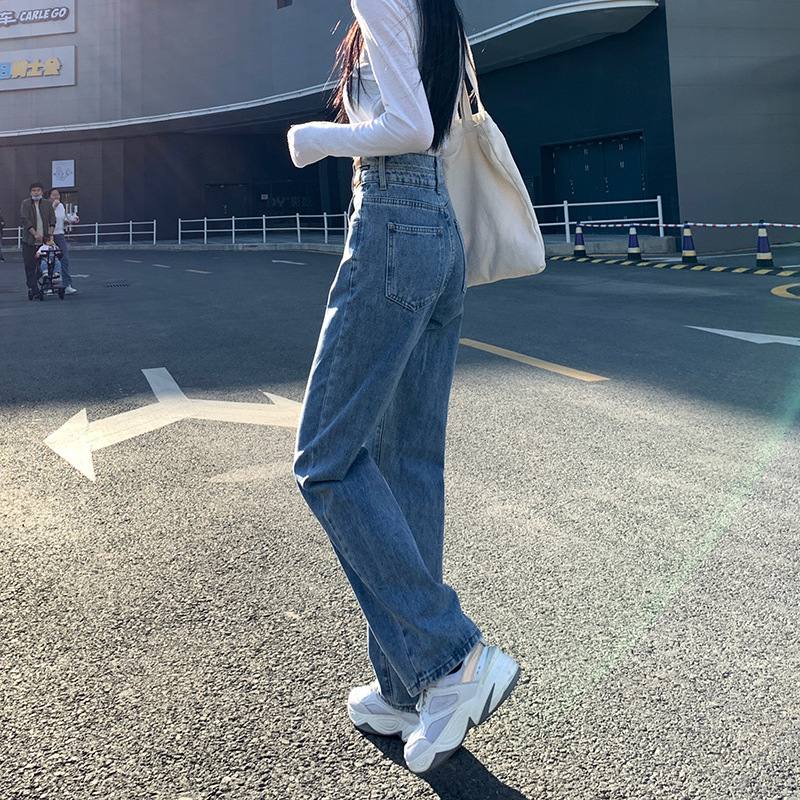 High waist wide leg pants fleece-lined jeans for women 2023 new popular small straight pants for women autumn and winter High waist wide leg pants fleece-lined jeans for women 2023 new popular small straight pants for women autumn and winter