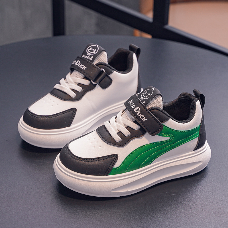 Little Yellow Duck's New Sports Shoes for Kidsren in Winter, Waterproof Leather for Boys and Girls, Fleece-Lined to Heattech, Small and Medium-Sized Kidsren's Running Shoes, Trendy