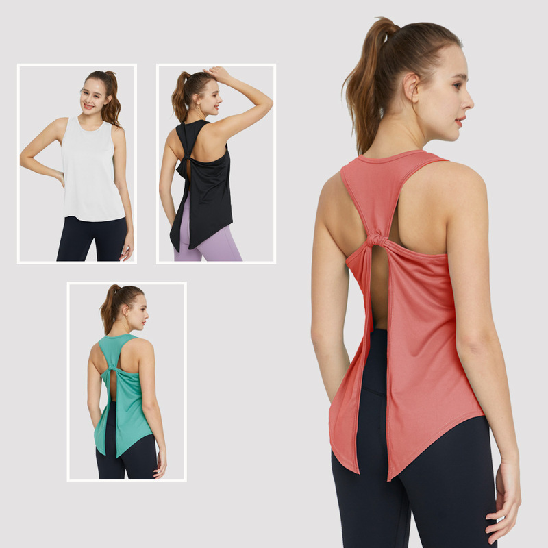 Cross-border new simple dovetail beauty back sports vest quick-drying loose breathable stretch skin-friendly nude yoga clothes