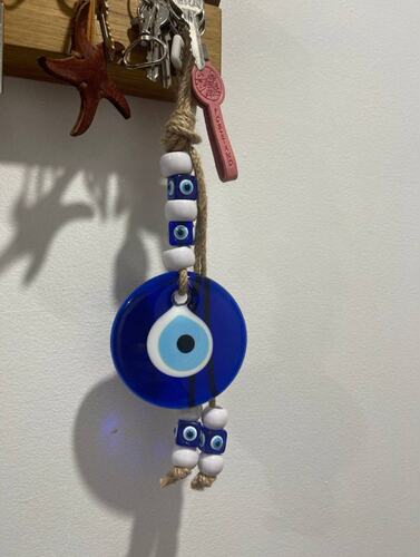 Foreign trade cross-border supply hand-woven Turkish blue eye pendant devil's eye blue glass hanging wall decoration
