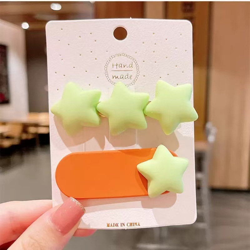 Japonés y coreano Linda horquilla estrella de cinco puntas horquilla flequillo joyería coreana amor caramelo color tocado clip accesorios para el cabello traje image 12