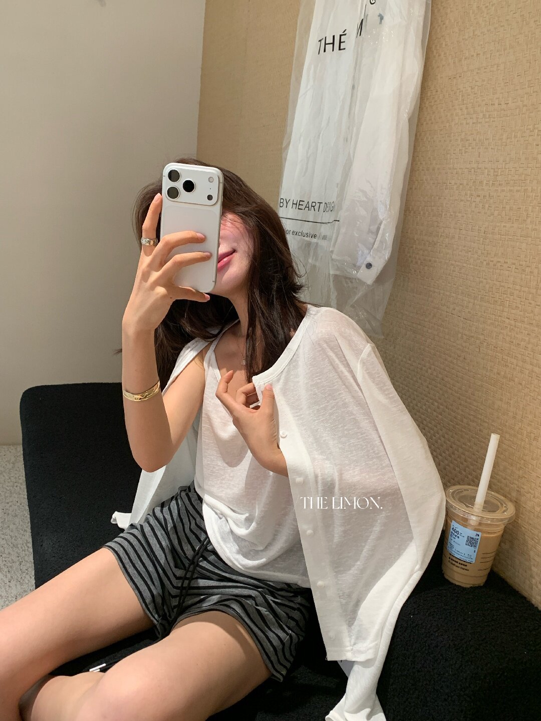 Bộ cardigan len mỏng kèm áo hai dây hai mảnh nữ mùa hè — Xám cacbon, xanh lam, màu hồng, Đậu xanh chi tiết 40