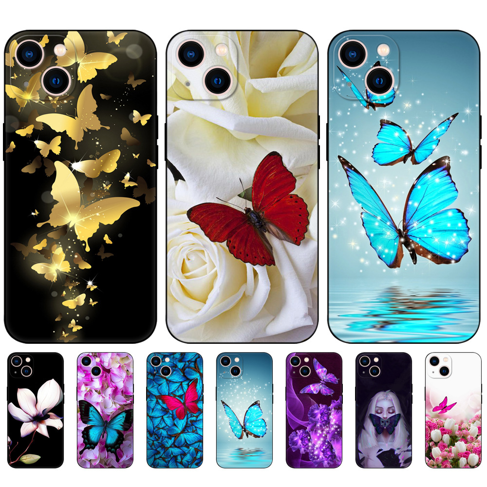 Shopee – coque de téléphone avec fleur et papillon, compatible avec iPhone 15 1413 12 11pro MAX_voghion.com