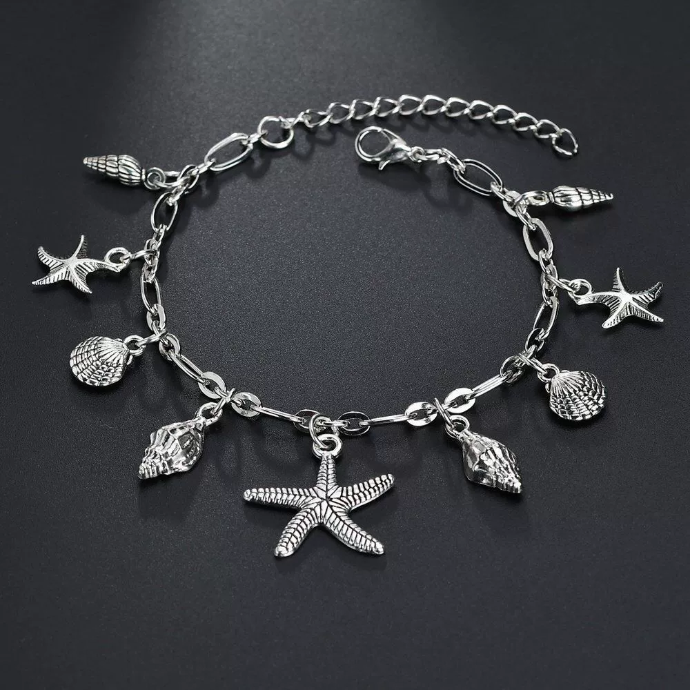Beach retro classic ankle bracelet, fashionable pendant, European style, wholesale