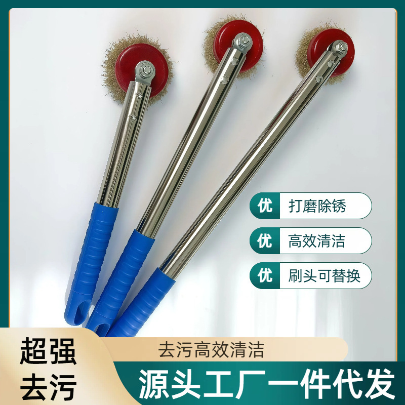 Barbecue wire brush with handle, specialized for cleaning and rust removal on grills, steel brush for oven and pot cleaning, extra-long handle, ultra-hard barbecue brush Barbecue wire brush with handle, specialized for cleaning and rust removal on grills, steel brush for oven and pot cleaning, extra-long handle, ultra-hard barbecue brush