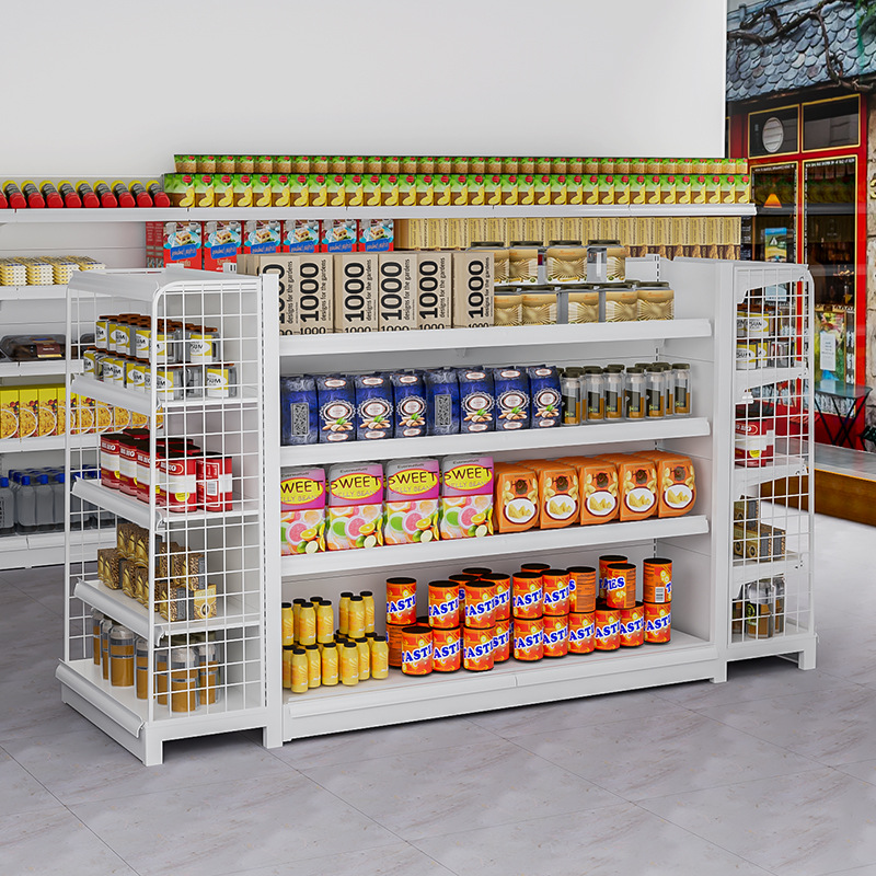 Anchen Supermercado Estante blanco Estante de exhibición Tienda de conveniencia Supermercado Estante multicapa Tienda de papelería Tienda de maternidad y bebé Cuatro columnas