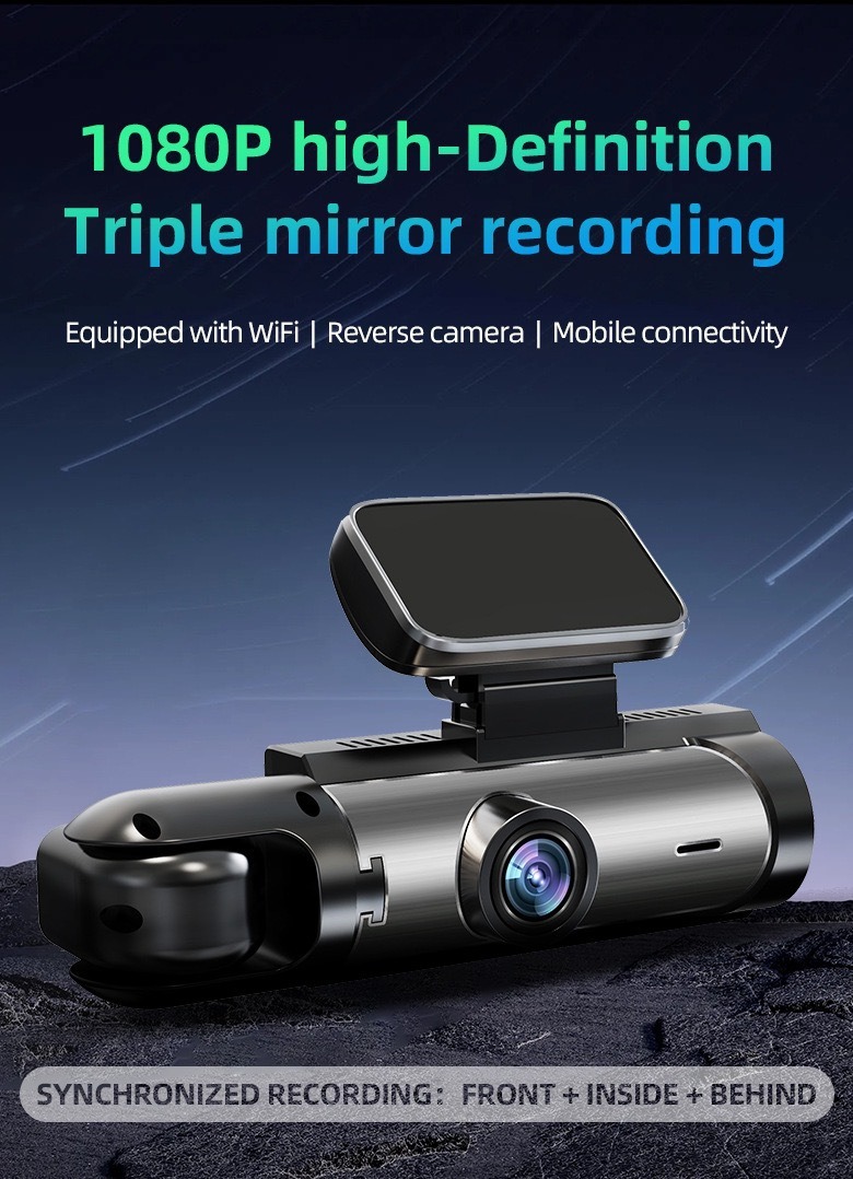 Three-Lens Dash Cam 3.16inch Front, Middle, and Rear Hd Night Vision Reversing Images Wifi Connectivity Wholesale