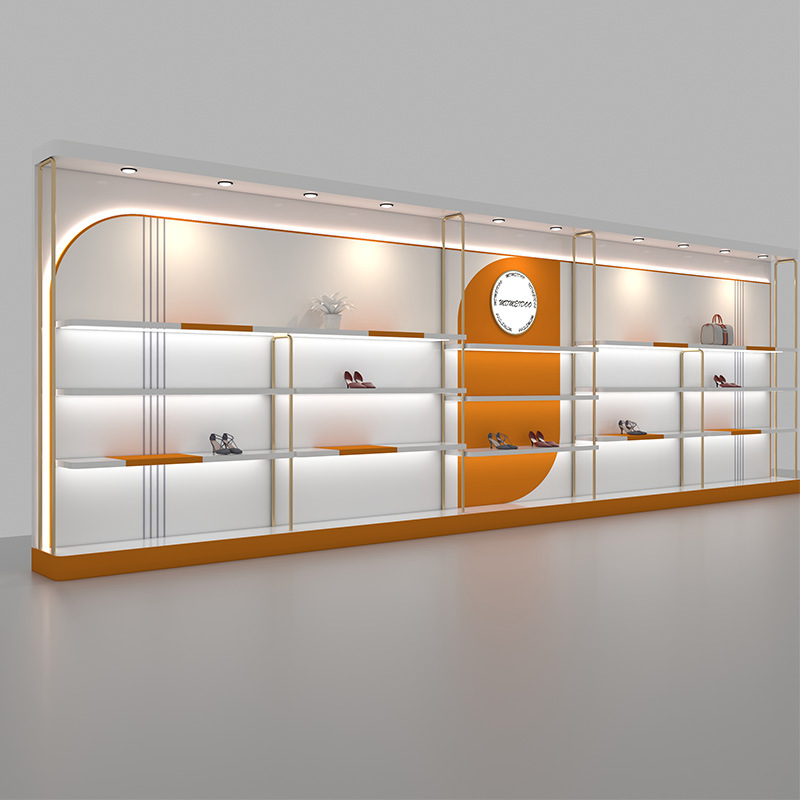 展厅鞋子包包烤漆展示柜商场开店展柜高档绿色金色铁艺产品陈列柜