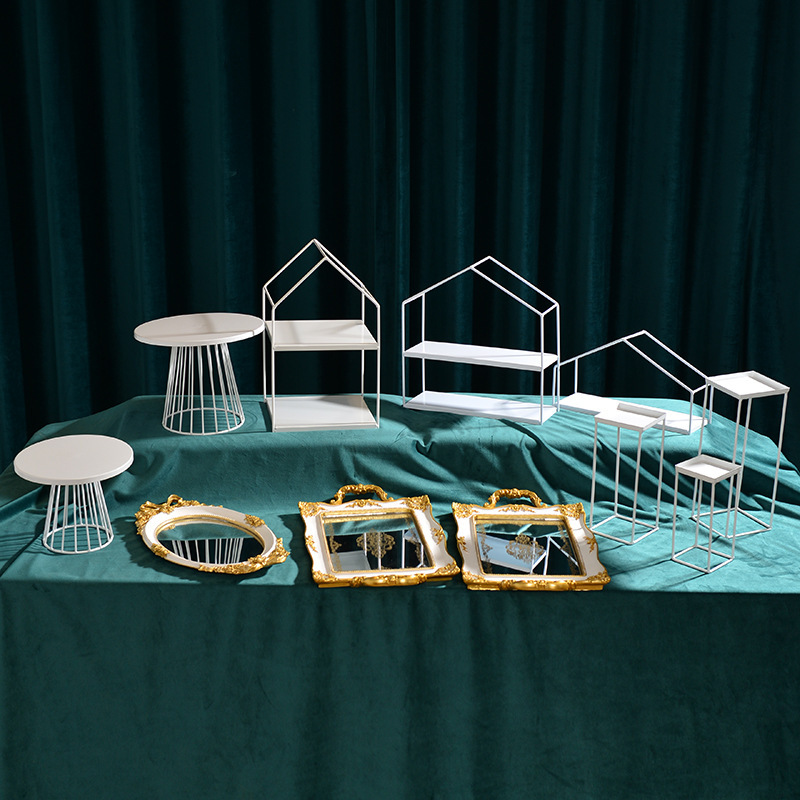 Diseño de boda europea decoración de mesa de postres set de té de la tarde refrigerio bandeja de pastel estante de exhibición mesa de descanso de té