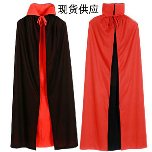 Halloween cloak cosplay double layer black red vampire death cloak party adult children cloak in stock