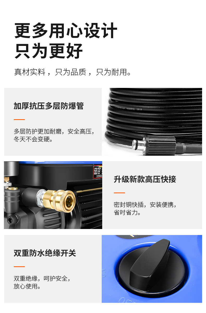 High-Pressure Car Wash Water Pump for Home Use, 220V Powerful Portable Car Cleaning Tool with Booster, Wholesale