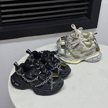 萌萌童鞋2025秋款新品男女童网面金属扣老爹鞋大童时尚跑步鞋chao