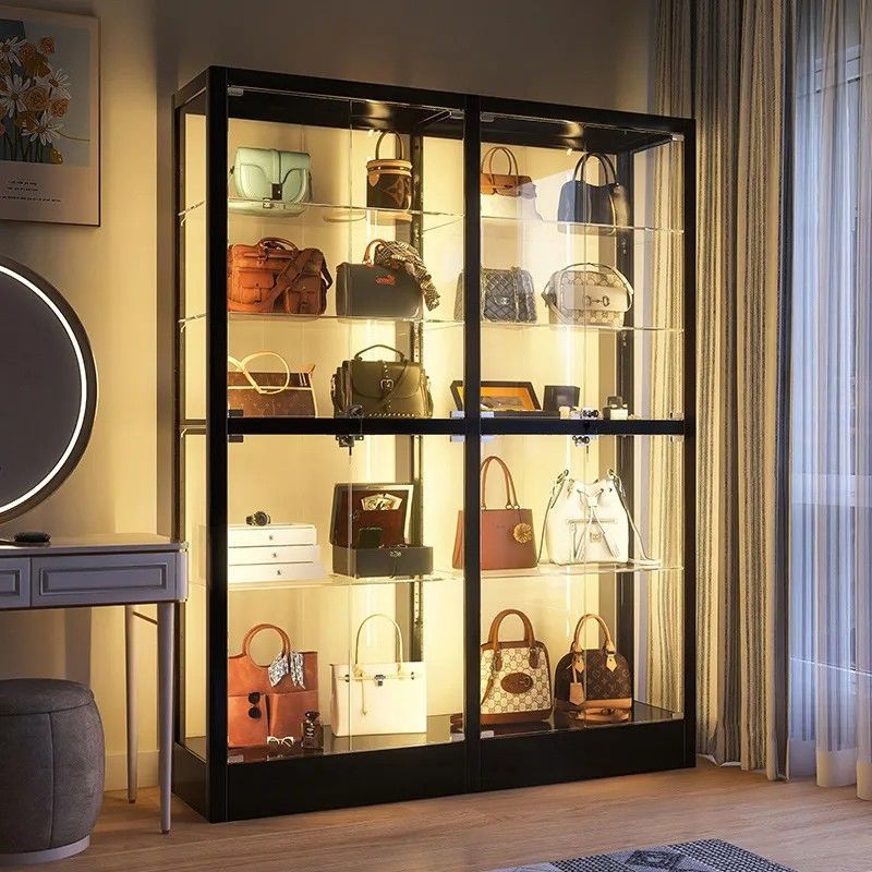 包包收纳柜奢侈品置物架卧室衣帽间储物带锁多功能展示柜立式