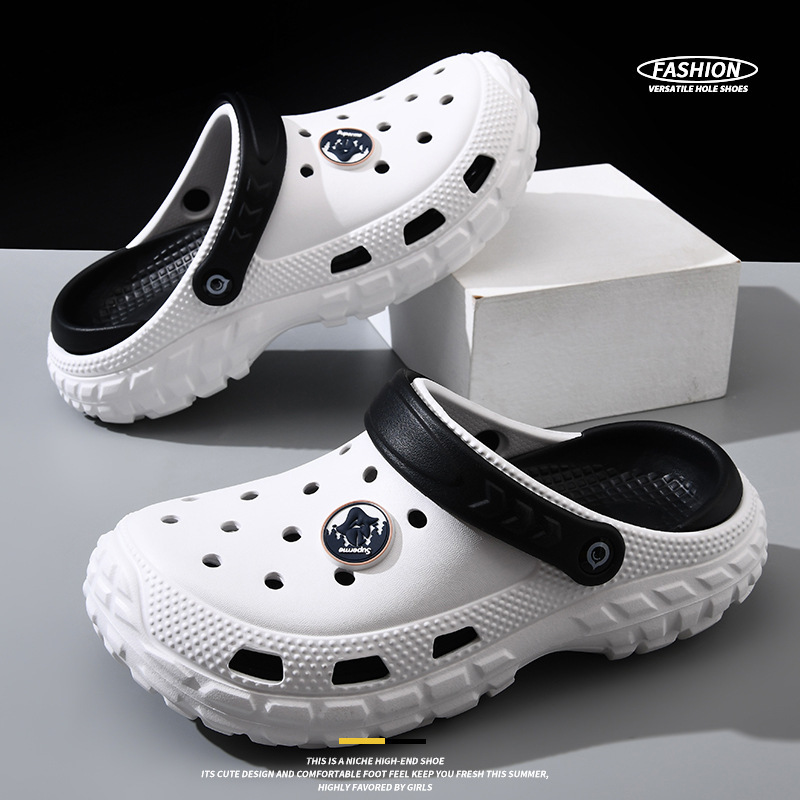 Thick-soled heightening hole shoes men's non-slip breathable slippers tire bottom summer beach wear wear wear-resistant non-stinky feet