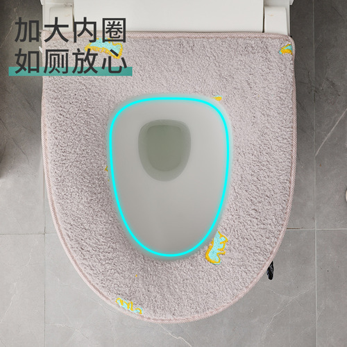 Zhenxing Toilet Mat FE2267 Zipper Cushion Universal Toilet Cover Thickened Winter Plaid Knitted Toilet Seat Cushion