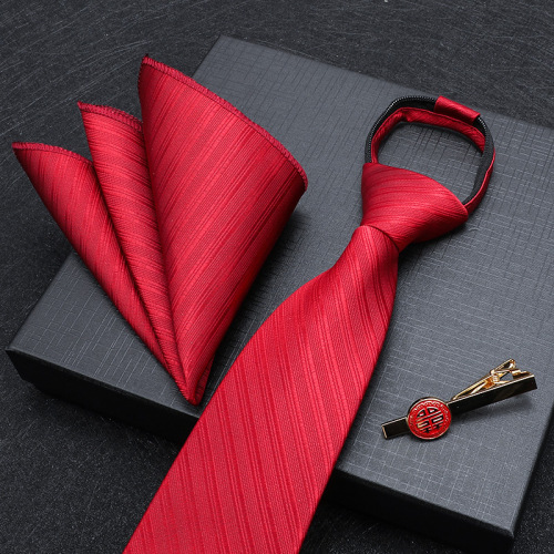 Red tie wedding groom formal wear men's zipper-style knot-free bow tie men's wedding groom groomsman bow tie