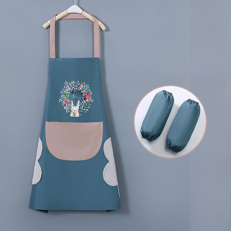 Oil-Proof Waterproof Hand-Tucking Apron Advertising Printed Logo Household Kitchen Apron Promotional Gifts Factory Wholesale