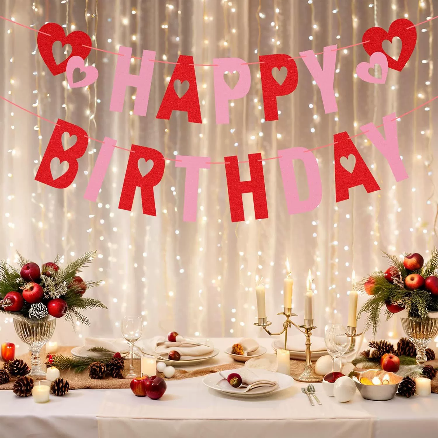 Украшение ко Дню святого Валентина? Нет, оригинал: Valentine's Day Decoration Birthday Banner, Glitter Happy Birthday Banner Heart Shape Ornament Birthday Hanging Banner Love