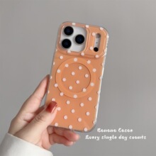 韩国ins小清新橙色白波点磁吸手机壳适用17pro苹果16promax硬壳iPhone17简约15promax防摔13/14pro