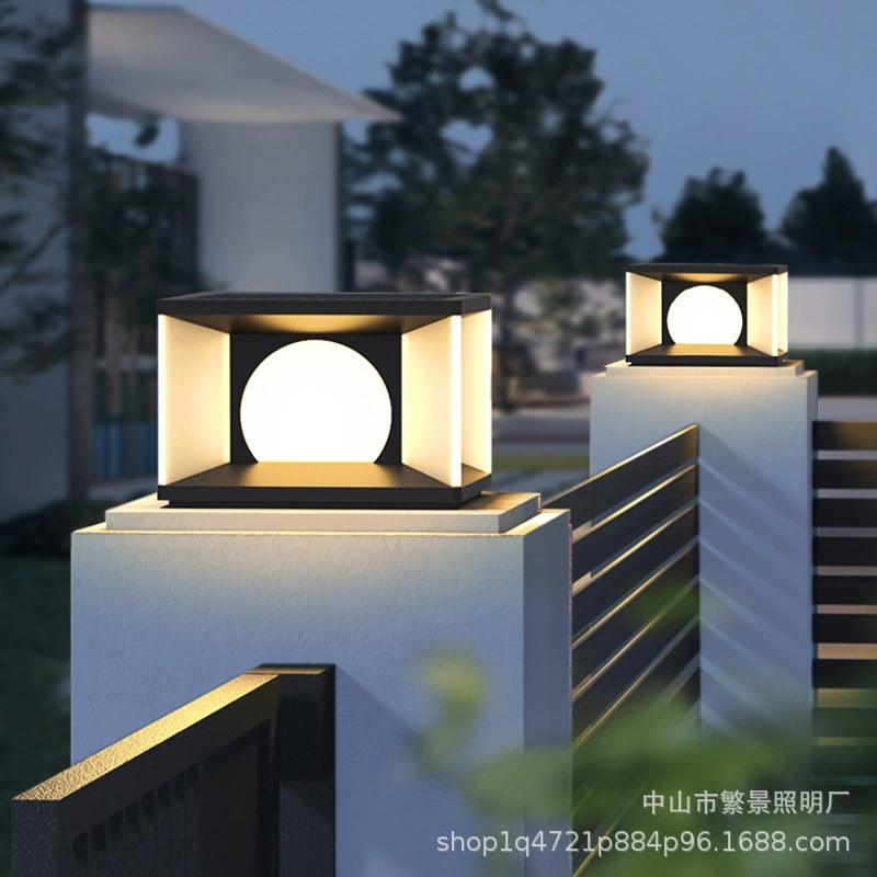 Наружный водонепроницаемый фонарь на колонне, уличный светильник для двора, садовый светильник для виллы, настенный светильник, лампа для газона, квадратный солнечный светильник на столбе