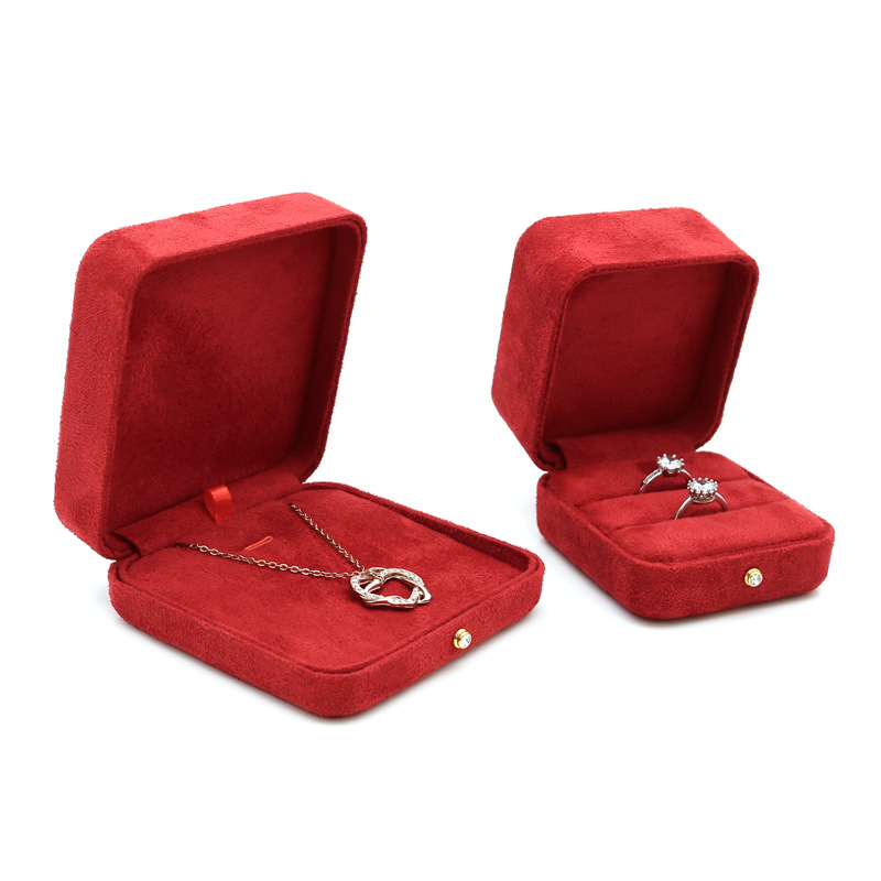 墨綠超纖絨首飾盒求婚戒指盒婚禮對戒盒吊墜盒耳釘盒手鐲盒項鍊盒